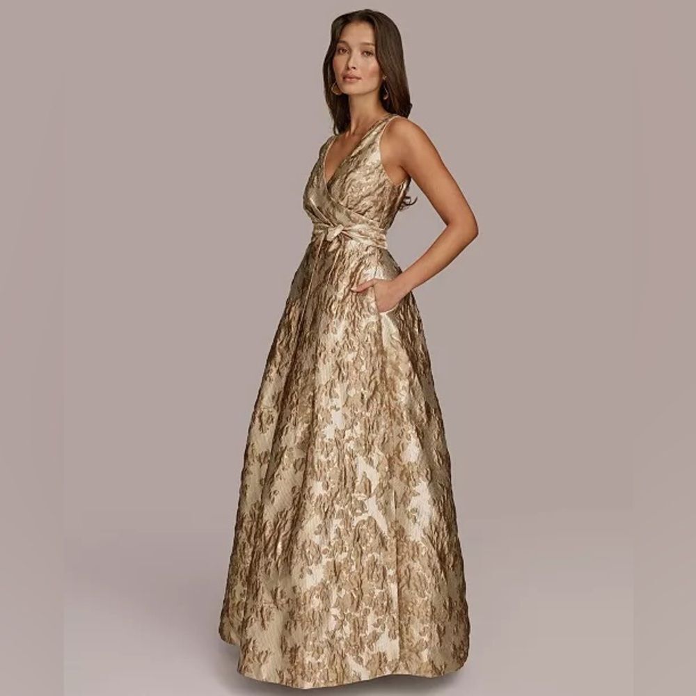 NWT Donna Karan New York Women's Metallic Brocade Gown  Size 2 - Picture 5 of 16
